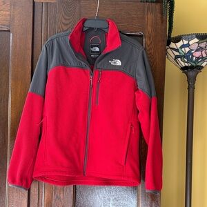 The North Face Red & Gray Fleece Full-zip Jacket